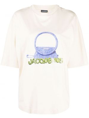 T-shirt z nadrukiem bawełniane z krótkim rękawem Jacquemus - biały