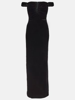 Aksamitna sukienka długa Roland Mouret czarna