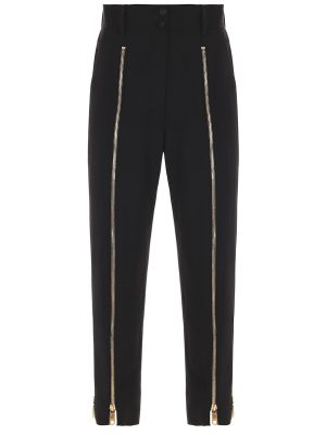 Шерстяные прямые брюки Dolce &amp; Gabbana черные