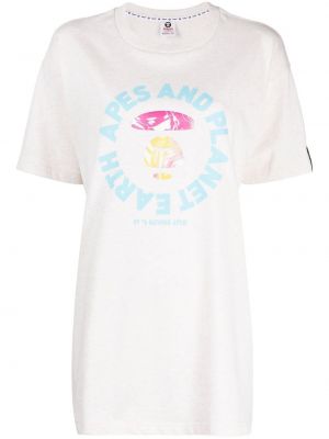 Koszulka z nadrukiem Aape By A Bathing Ape biała