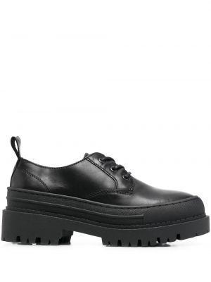 Nėriniuotos oksfordo batai su raišteliais ant kulniuko Tommy Jeans juoda