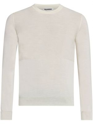 Vlnený sveter s okrúhlym výstrihom Jil Sander béžová