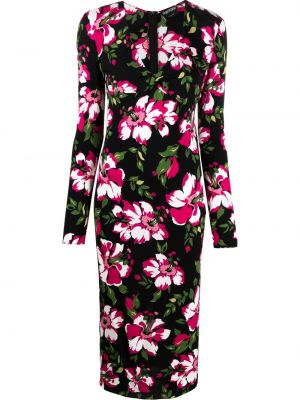 Sukienka koktajlowa w kwiatki z nadrukiem Tom Ford