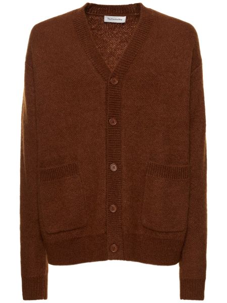 Cardigan di lana in maglia mohair The Frankie Shop marrone