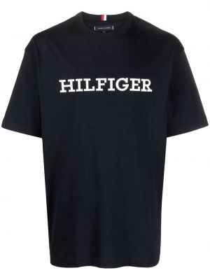 T-shirt brodé en coton Tommy Hilfiger bleu