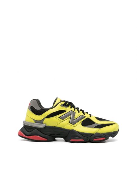 Sneakersy skórzane z okrągłym noskiem New Balance żółte