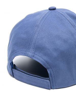 Haftowana czapka z daszkiem bawełniana Ganni niebieska