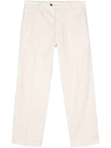 Pantaloni drepti cu model herringbone Pt Torino alb