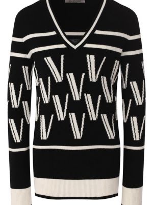 Кашемировый шерстяной пуловер Valentino черный