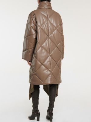 Palton din piele matlasate din piele ecologică Stand Studio maro