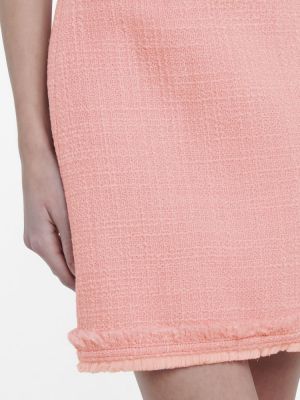 Mini spódniczka wełniana tweedowa Tory Burch różowa