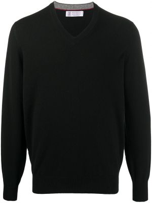 Dugi džemper od kašmira s v-izrezom Brunello Cucinelli crna