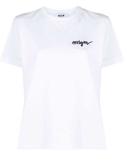 Camiseta con bordado Msgm blanco