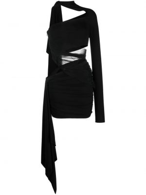 Sukienka koktajlowa asymetryczna Mugler czarna