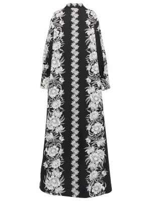 Pamučna svilena maksi haljina s cvjetnim printom Valentino crna