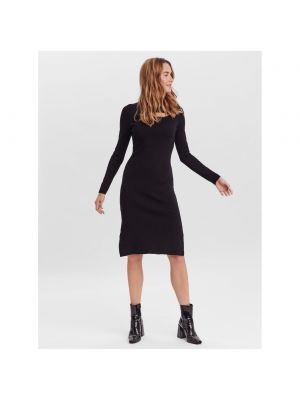 Poliészter állógalléros viszkóz ruha Vero Moda - fekete
