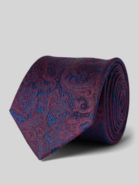 Bordowy jedwabny krawat z wzorem paisley Monti