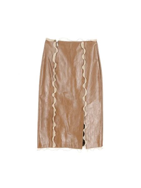 Falda de cuero retro Fendi Vintage marrón