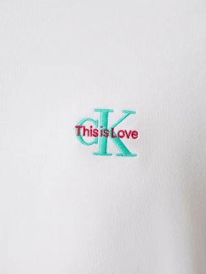 Bavlnené tričko s výšivkou Calvin Klein Underwear biela