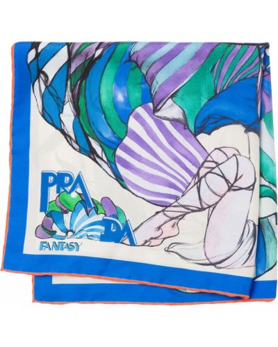 Φλοράλ κασκόλ με σχέδιο Prada μπλε