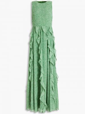 Платье макси из крепа Mikael Aghal, зеленое