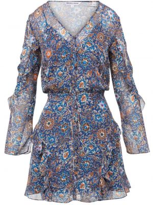 Robe en soie à fleurs à imprimé Veronica Beard bleu