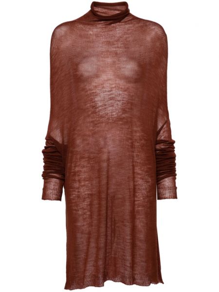Pletené vlněné šaty Rick Owens hnědé