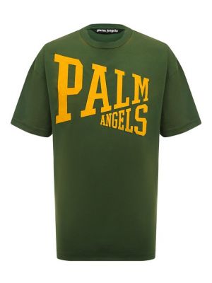 Хлопковая футболка Palm Angels зеленая