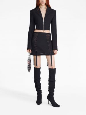 Krajkové průsvitné šněrovací mini sukně Dion Lee černé