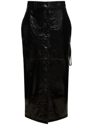 Lakovaná kožená sukňa Ferrari čierna