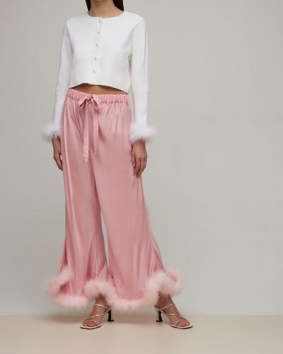 Pantaloni cu pene din jerseu Sleeper roz