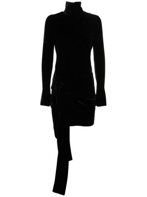 Žametna mini obleka iz rebrastega žameta Petar Petrov črna