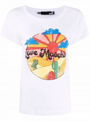 Trykt t-skjorte Love Moschino hvit