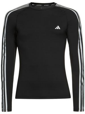 Тениска на райета с дълъг ръкав Adidas Performance черно