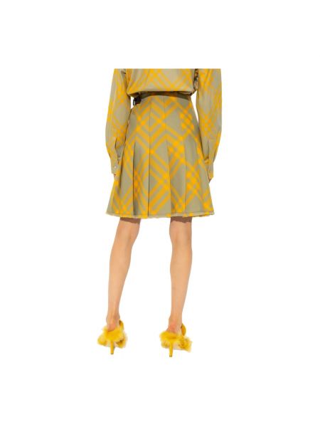 Mini falda con flecos a cuadros Burberry amarillo