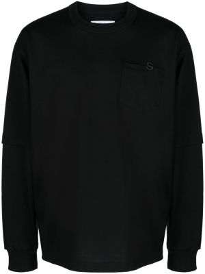 Sweatshirt mit stickerei aus baumwoll Sacai schwarz