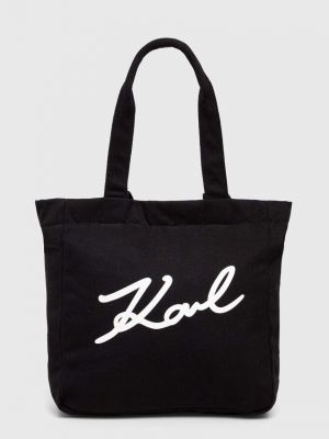 Bavlněná kabelka Karl Lagerfeld černá