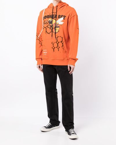 Raštuotas džemperis su gobtuvu Mauna Kea oranžinė