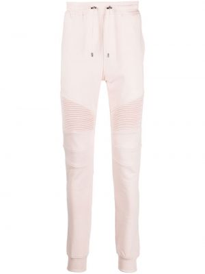Spodnie sportowe z nadrukiem Balmain różowe