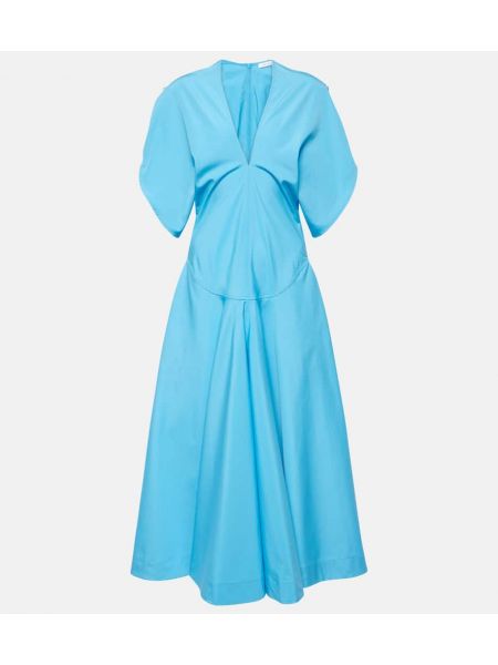 Pamučna midi haljina Ferragamo plava