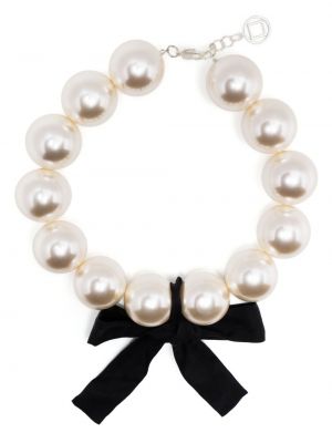Oversized náhrdelník s mašlí s perlami Kimhekim