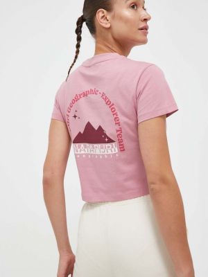 Bavlněné tričko Napapijri růžové