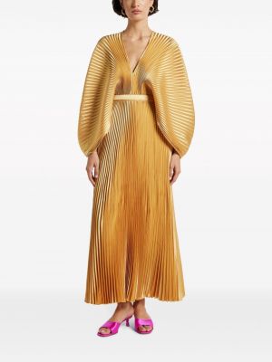 Sukienka koktajlowa z dekoltem w serek plisowana L'idée złota