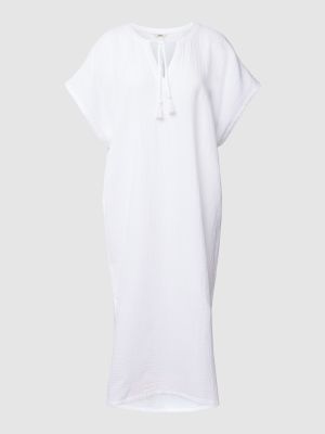 Sukienka midi z dekoltem w serek muślinowa Esprit biała