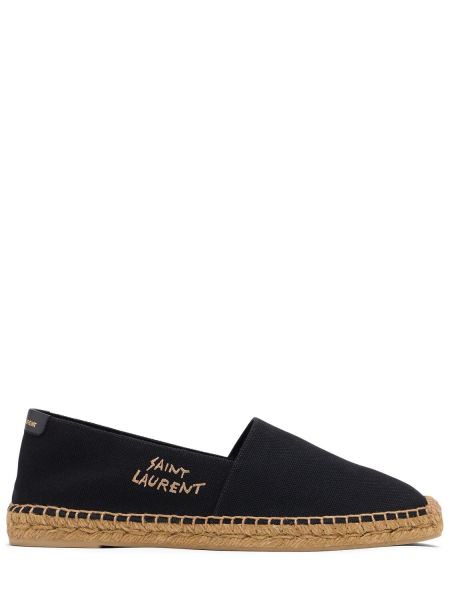 Bomuld linned espadrillos Saint Laurent sort