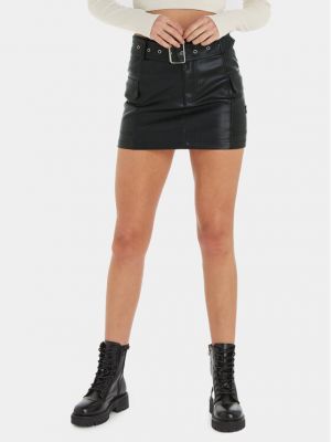 Slim fit priliehavá džínsová sukňa z ekologickej kože Tommy Jeans čierna