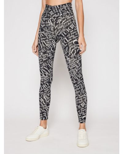 Deha Leggings All-Over Logo B44027 Fekete Slim Fit