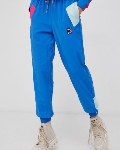 Панталони jogger с висока талия Puma синьо