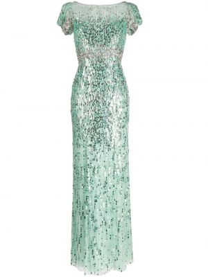 Κοκτέιλ φόρεμα με παγιέτες Jenny Packham πράσινο