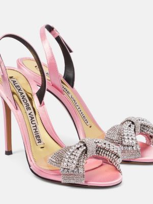 Sandali di raso slingback con cristalli Alexandre Vauthier rosa